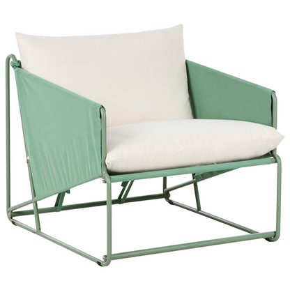 Low Oversized Sofa and Armchair Set Green Slipper Cushions