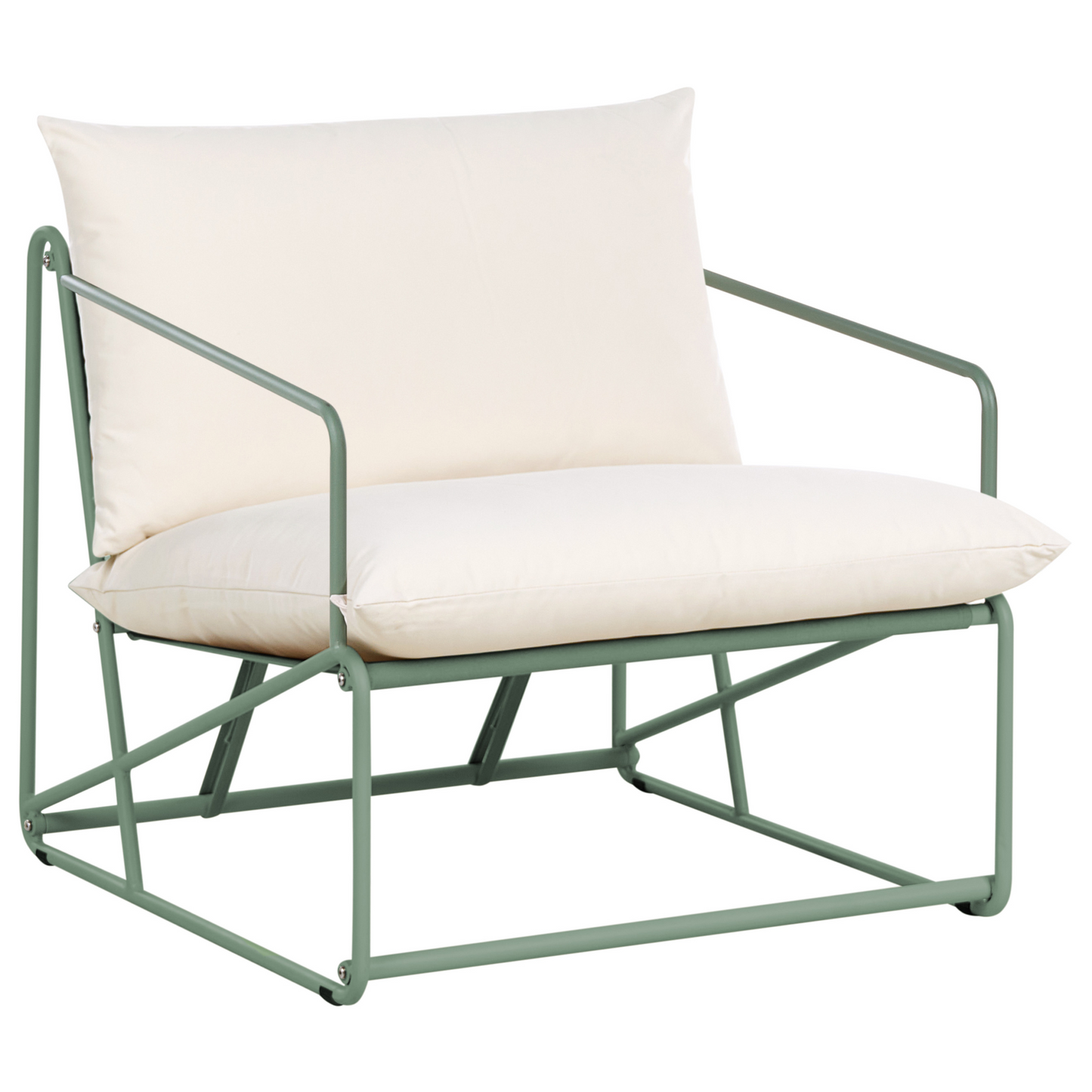 Low Oversized Sofa and Armchair Set Green Slipper Cushions
