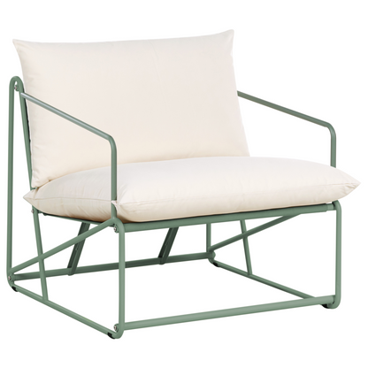 Low Oversized Sofa and Armchair Set Green Slipper Cushions