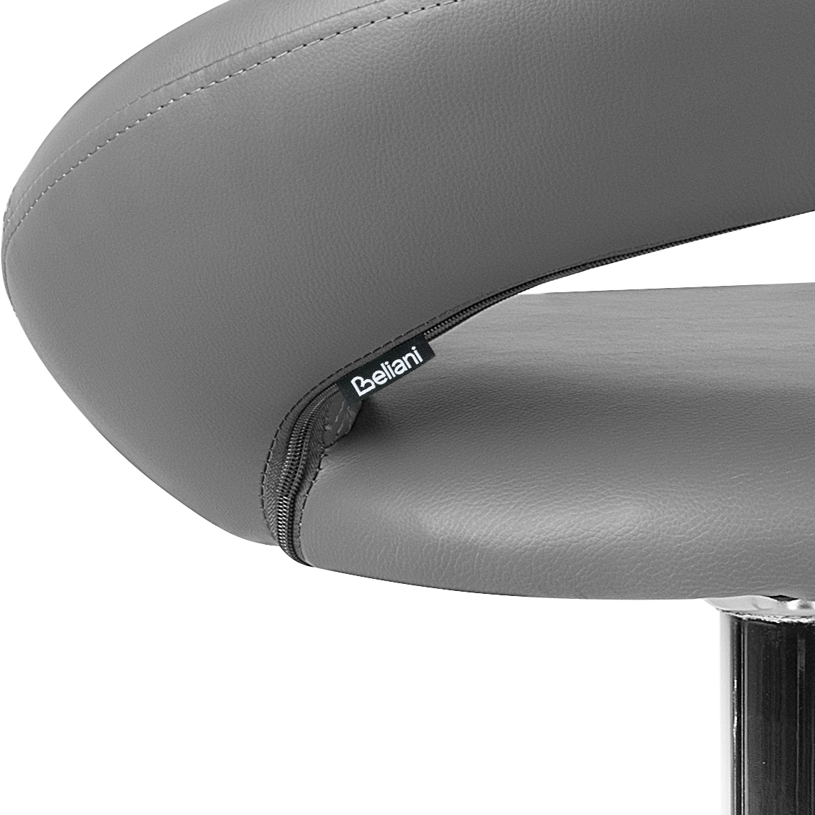Grey Faux Leather Bar Stools Swivel Height Adjustable Two