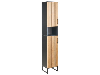 Nova Standing Bathroom Cabinet Light Brown Bamboo MDF Steel 170x30cm