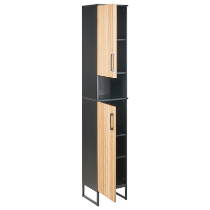 Nova Standing Bathroom Cabinet Light Brown Bamboo MDF Steel 170x30cm
