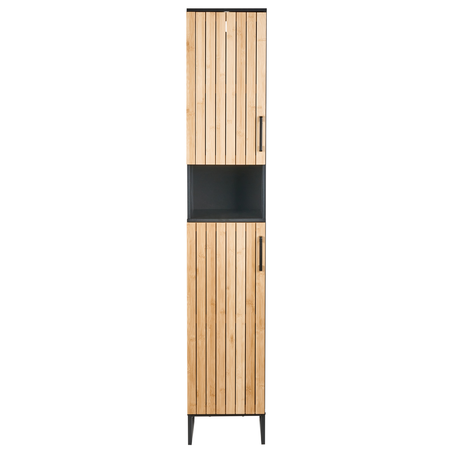 Nova Standing Bathroom Cabinet Light Brown Bamboo MDF Steel 170x30cm