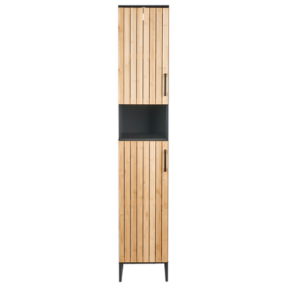 Nova Standing Bathroom Cabinet Light Brown Bamboo MDF Steel 170x30cm