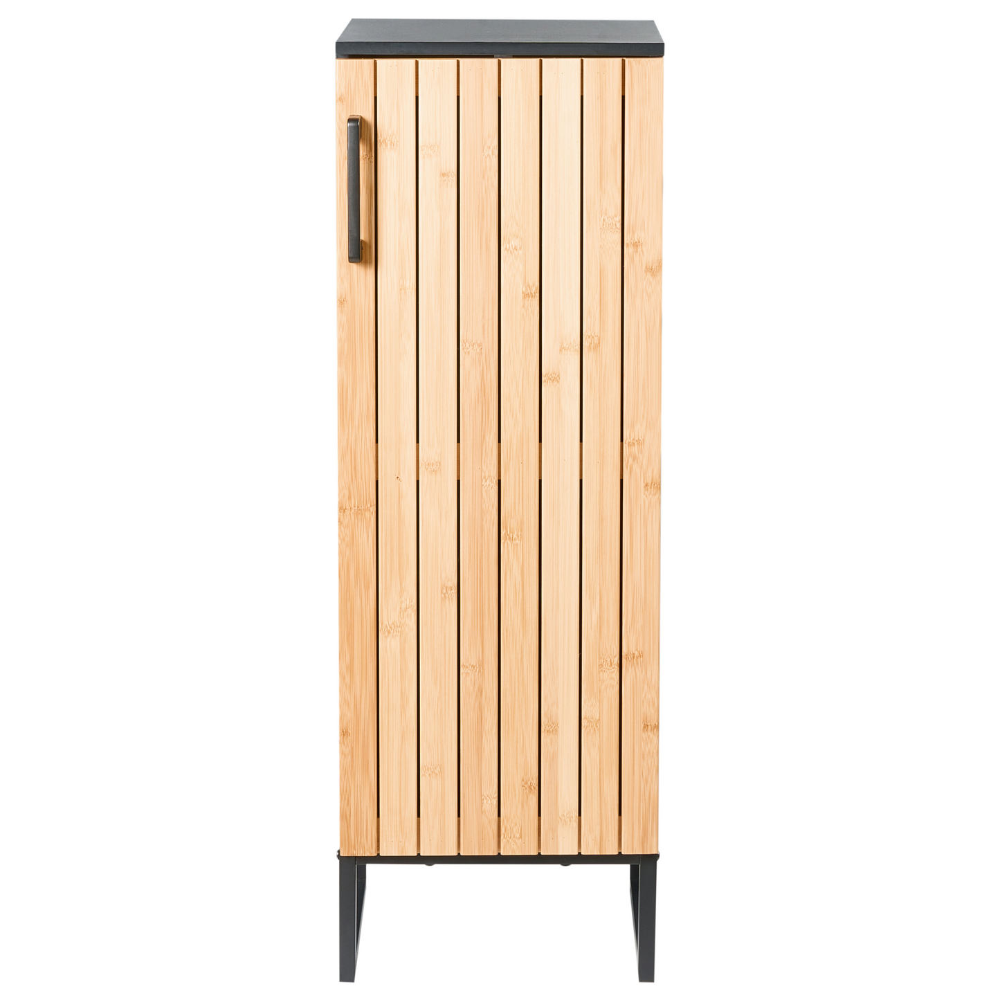 ZenCasa Light Brown Bamboo Wood Black Steel Cabinet Compact 30x90 Cm
