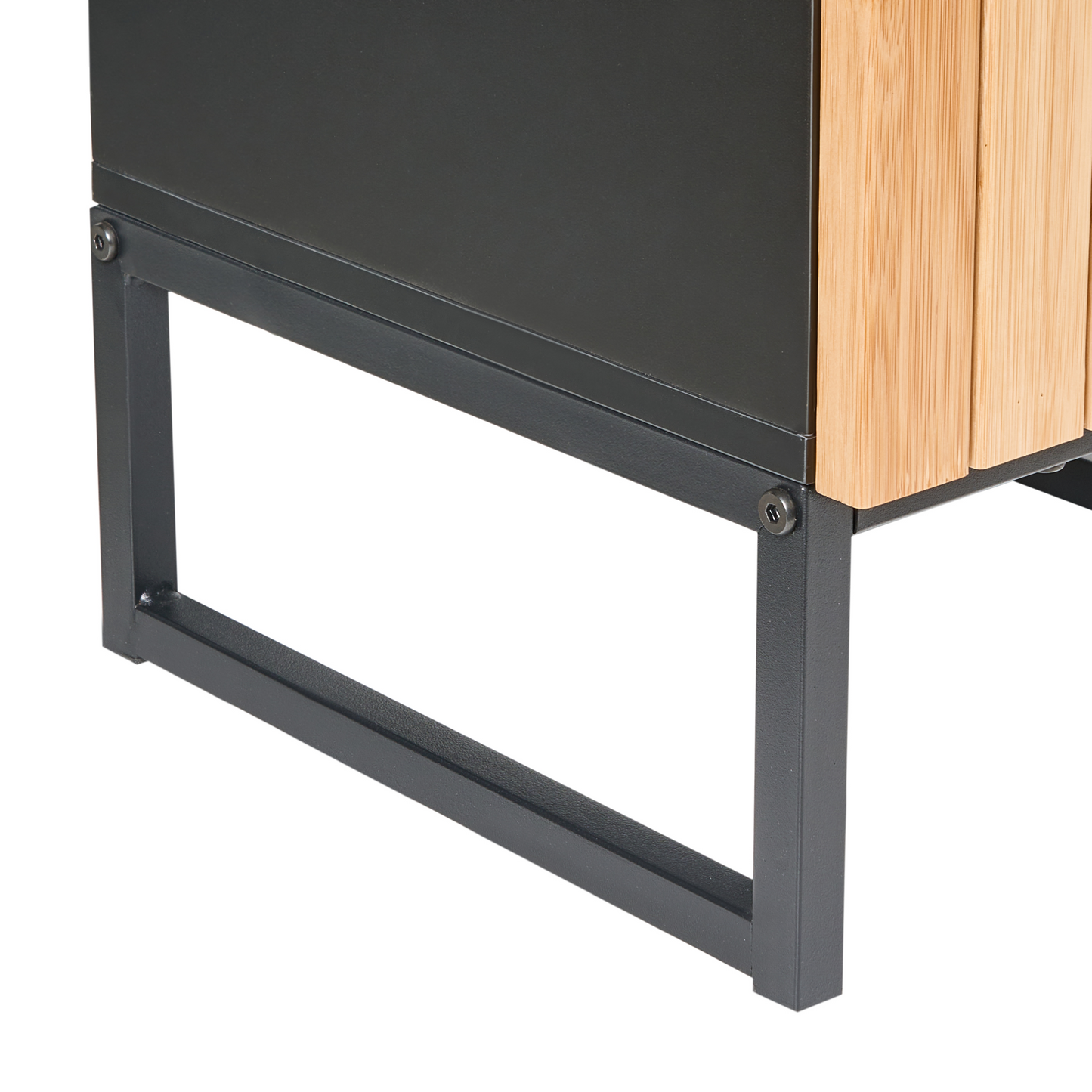 ZenCasa Light Brown Bamboo Wood Black Steel Cabinet Compact 30x90 Cm