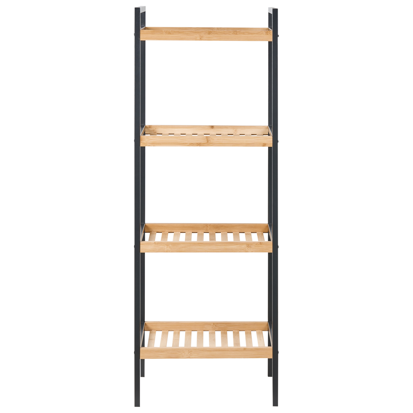 Zen Bamboo Bathroom Shelving Unit Light Brown Black Steel 4 Shelves