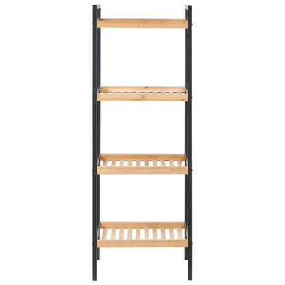 Zen Bamboo Bathroom Shelving Unit Light Brown Black Steel 4 Shelves