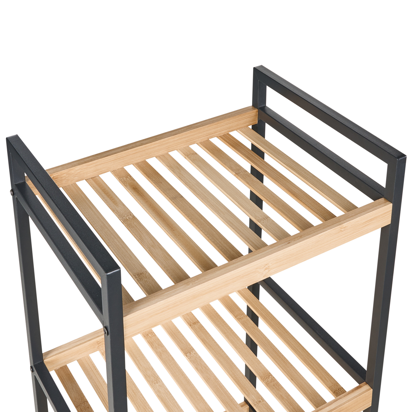 Zen Bamboo Bathroom Shelving Unit Light Brown Black Steel 4 Shelves