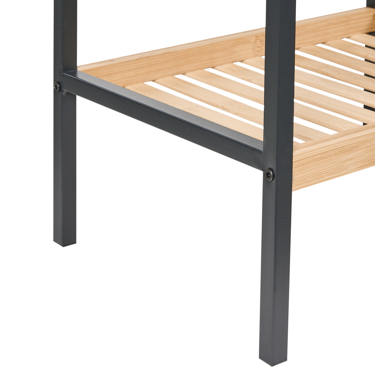 Zen Bamboo Bathroom Shelving Unit Light Brown Black Steel 4 Shelves