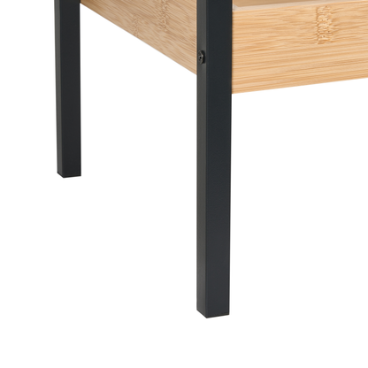 Light Brown Bamboo Shelving Unit With Black Steel Frame 3 Shelf