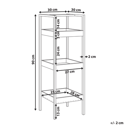 Light Brown Bamboo Shelving Unit With Black Steel Frame 3 Shelf