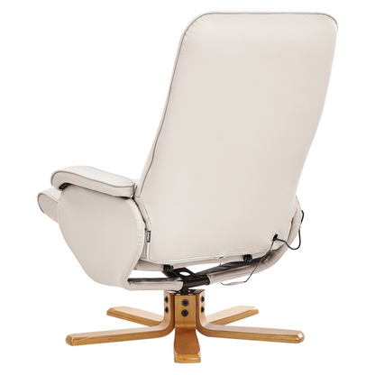 Recliner Armchair Beige Footrest Heated Massage Faux Leather