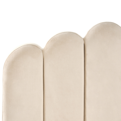 EU Velvet Bed Small Double Beige With Metal Legs And Headboard