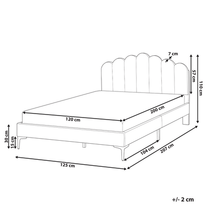 EU Velvet Bed Small Double Beige With Metal Legs And Headboard