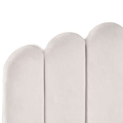 EU Velvet Small Double Bed In Off White With Adjustable Headboard
