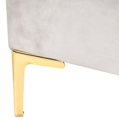 EU Velvet Small Double Bed In Off White With Adjustable Headboard
