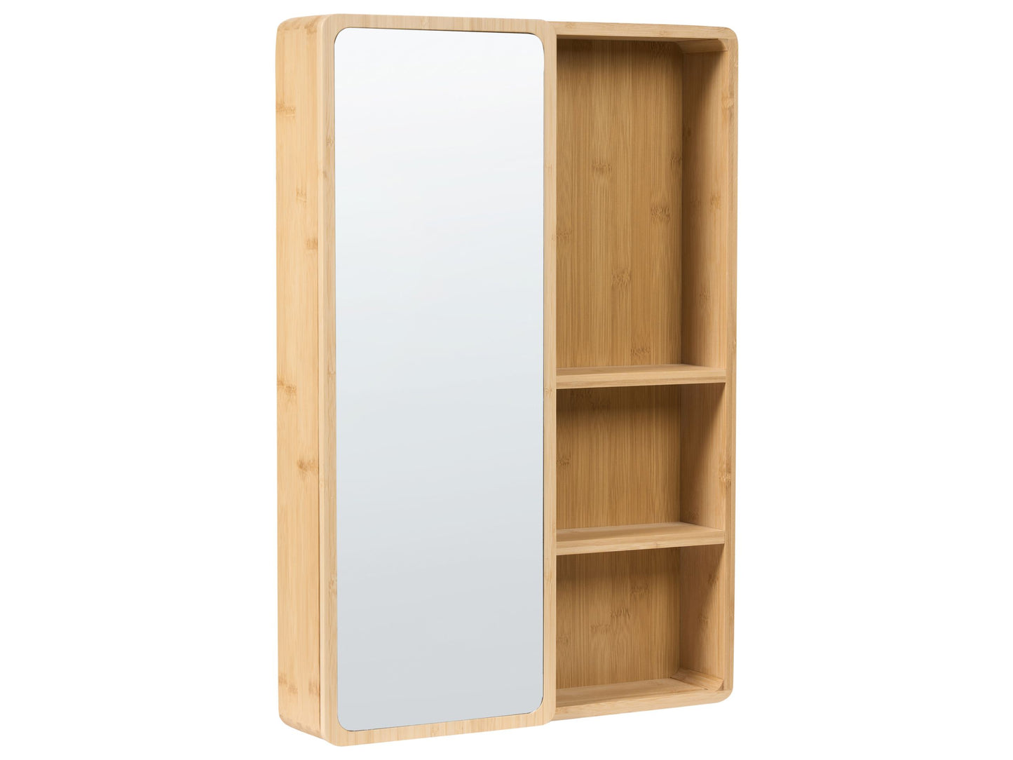 Bamboo Home Bathroom Cabinet With Mirror Sliding Door Light Brown