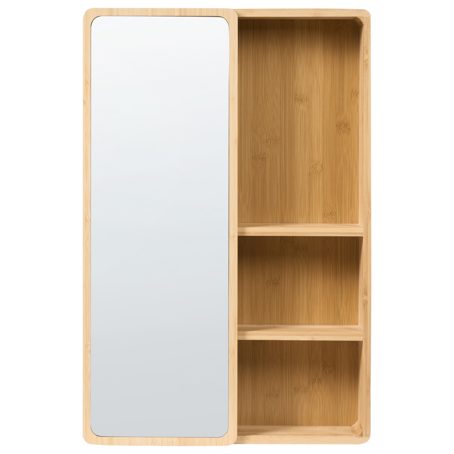Bamboo Home Bathroom Cabinet With Mirror Sliding Door Light Brown