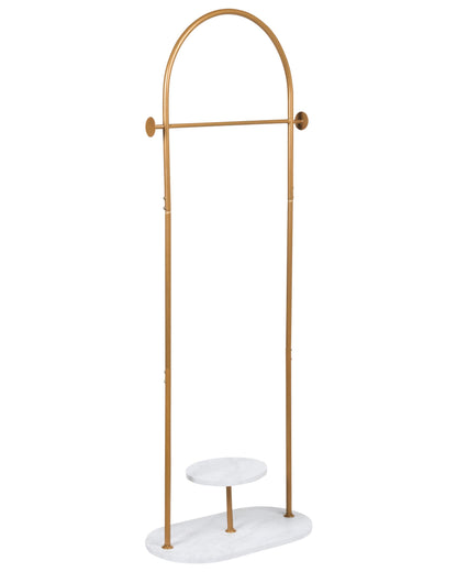 Clothes Rack Gold White Marble Freestanding 174cm Shelf