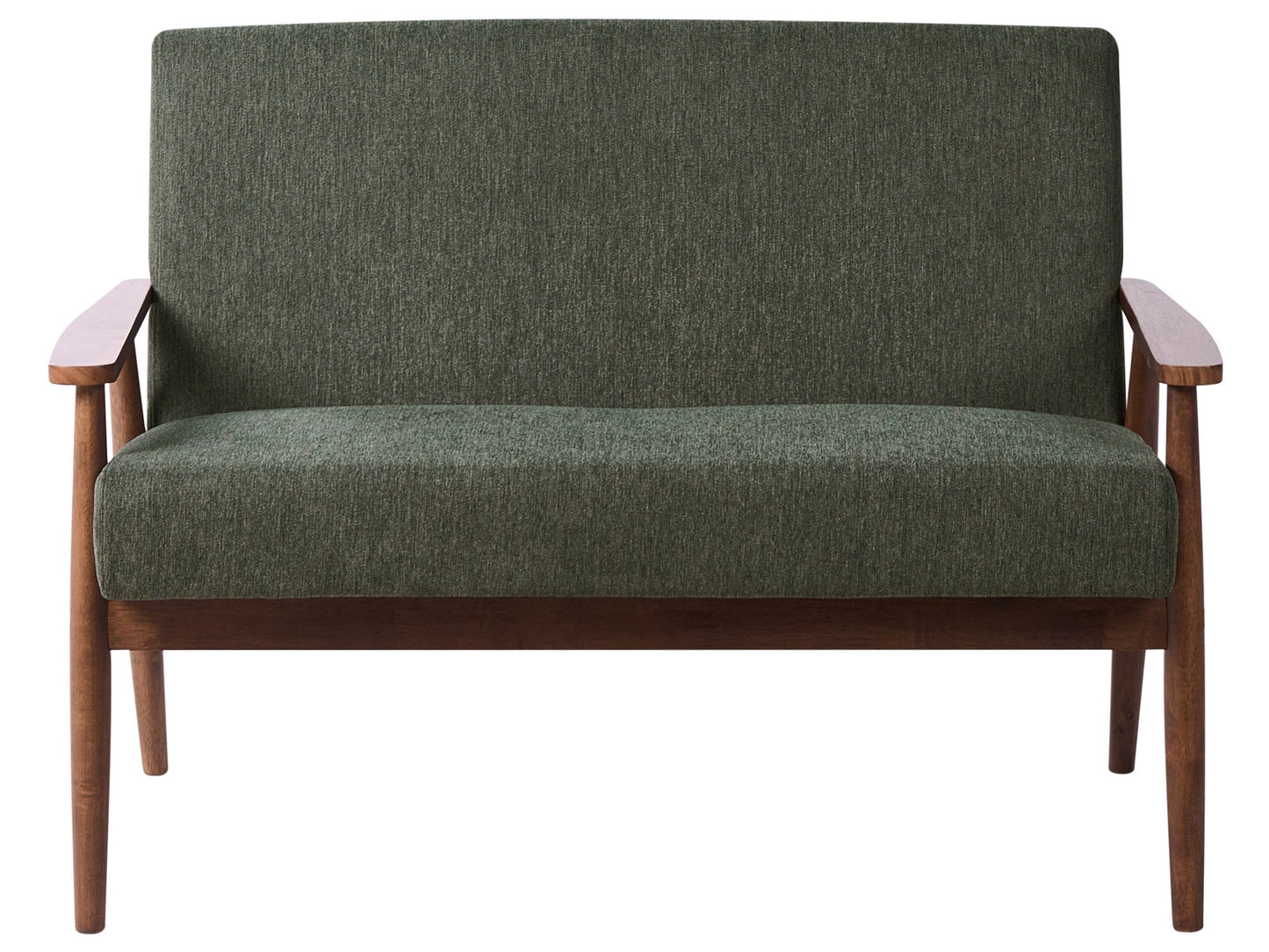 Retro 2-Seater Sofa Green and Brown Polyester Wood Frame
