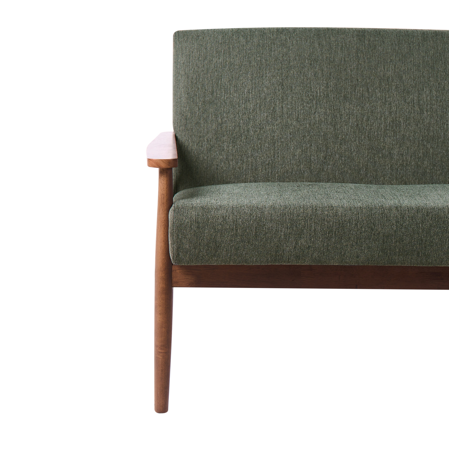 Retro 2-Seater Sofa Green and Brown Polyester Wood Frame