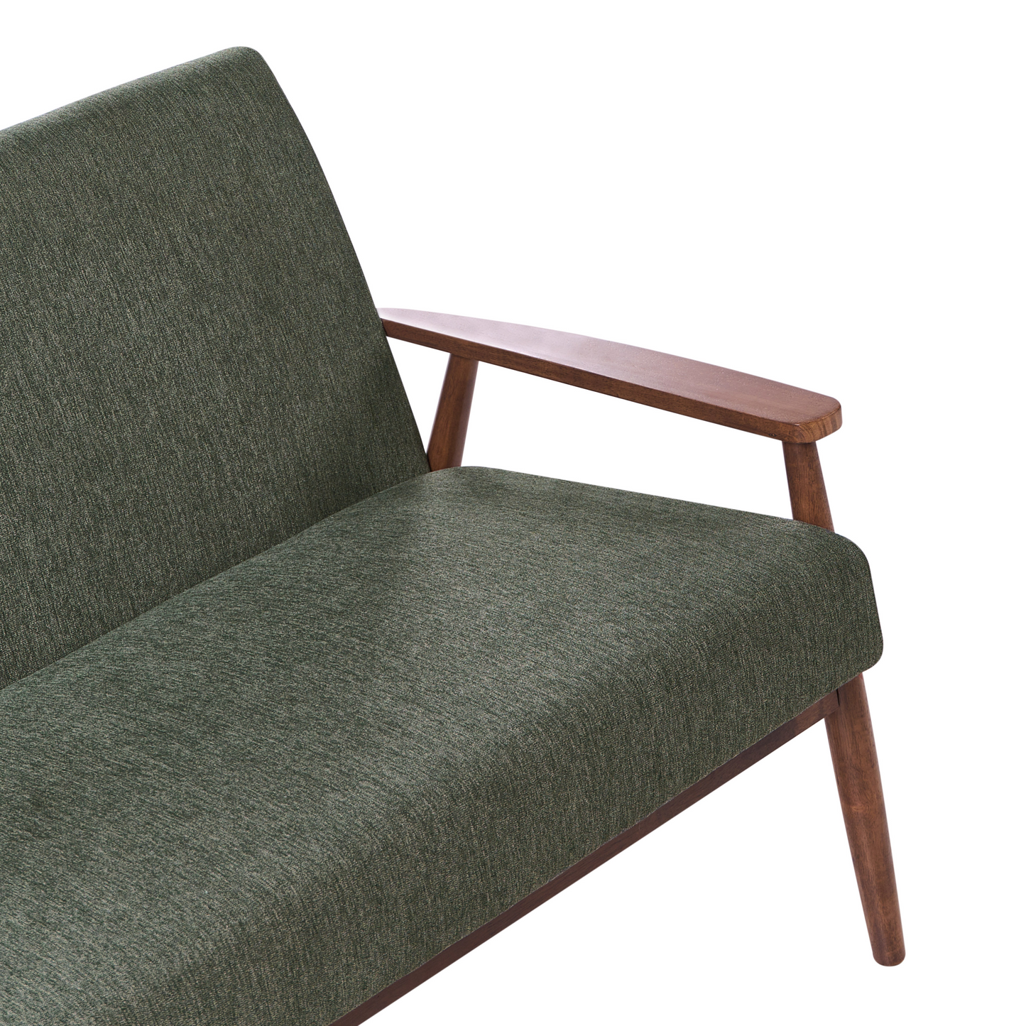 Retro 2-Seater Sofa Green and Brown Polyester Wood Frame