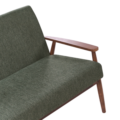 Retro 2-Seater Sofa Green and Brown Polyester Wood Frame