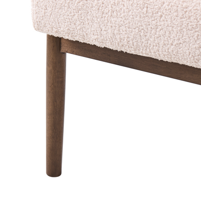 Sofa Beige and Brown Boucle 2-Seater Wood Frame Armrests