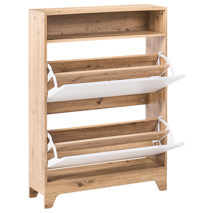 LuxeHome White MDF Shoe Storage Cabinet 2 Compartments