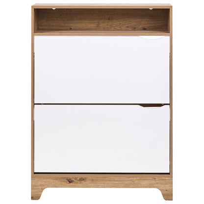 LuxeHome White MDF Shoe Storage Cabinet 2 Compartments
