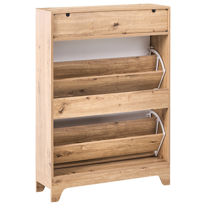 LuxeHome White MDF Shoe Storage Cabinet 2 Compartments