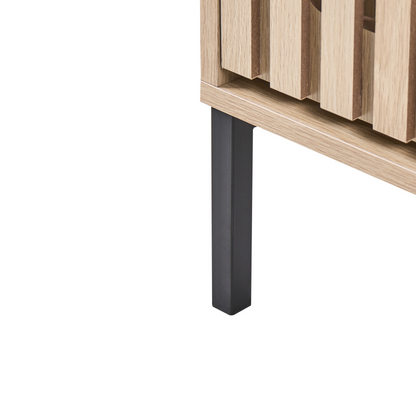 NordicNest Two Drawer Shoe Cabinet Tilt Out Light Brown MDF