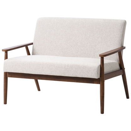 Retro Living Room Set Three Piece Grey and Dark Brown Polyester Upholstery with Solid Wooden Frame