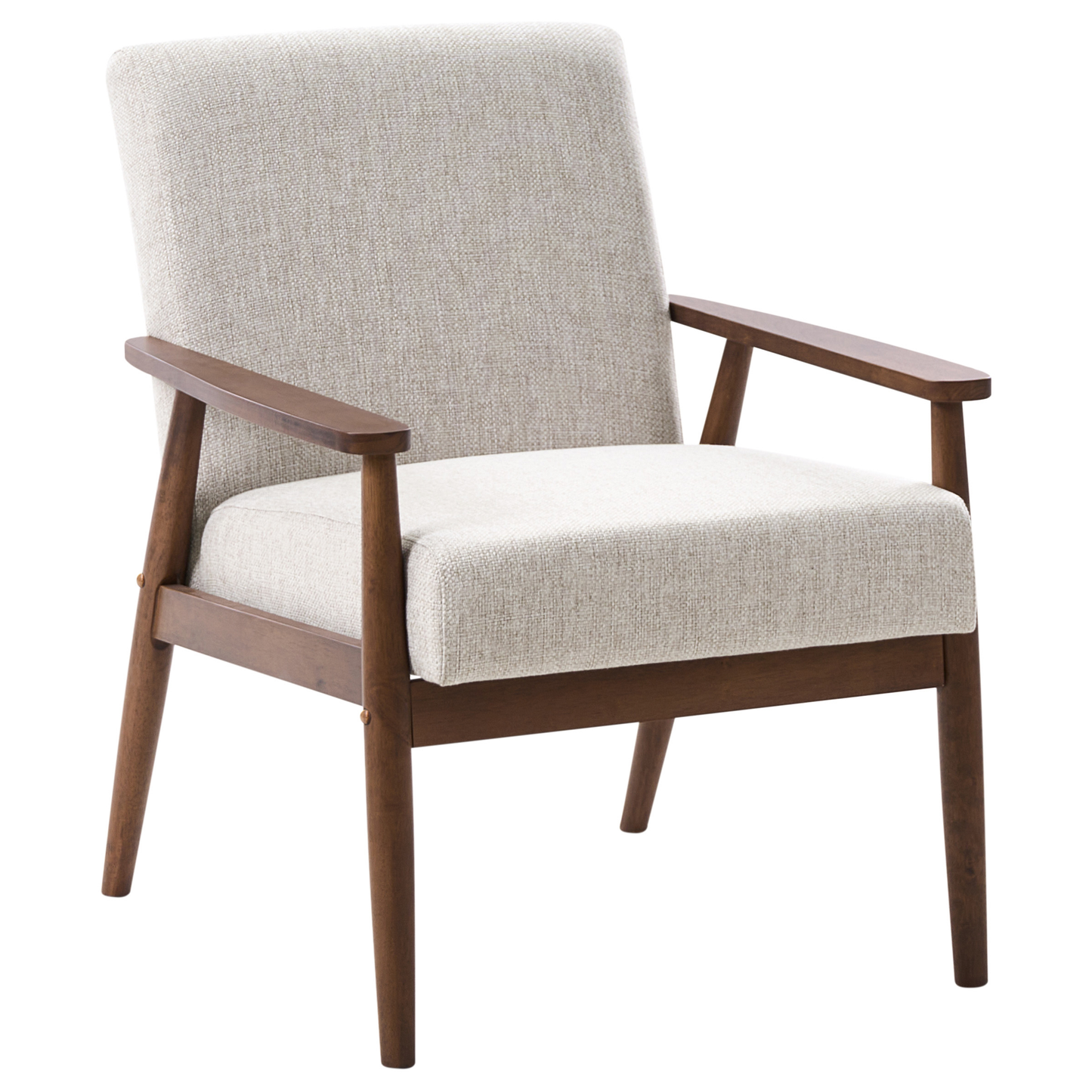 Retro Living Room Set Three Piece Grey and Dark Brown Polyester Upholstery with Solid Wooden Frame