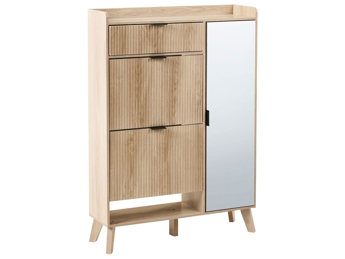 ScandiHome Light Brown Shoe Cabinet With Mirror And Drawers