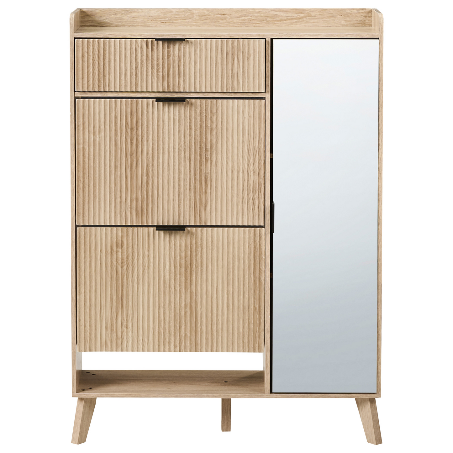 ScandiHome Light Brown Shoe Cabinet With Mirror And Drawers