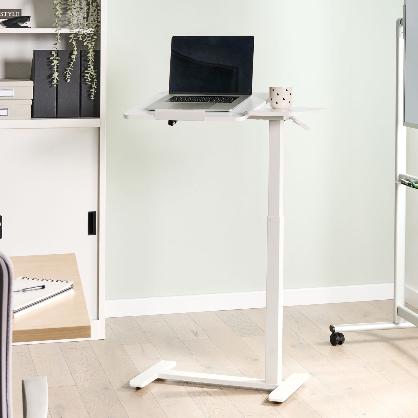 Manual Adjustable Sit Stand Laptop Desk White Steel 70 x 40cm