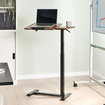Aero Adjustable Laptop Desk Brown Top With Black Steel Frame 70 x 40cm Sit Stand Pro