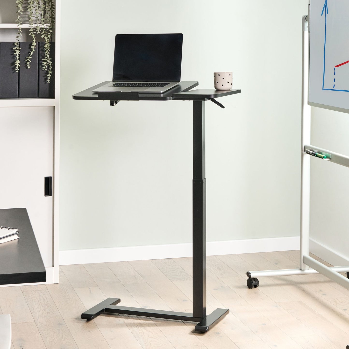 Manually Adjustable Laptop Desk Black Steel Frame 70 x 40cm Sit Stand Office