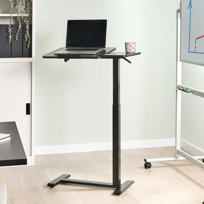 Manually Adjustable Laptop Desk Black Steel Frame 70 x 40cm Sit Stand Office