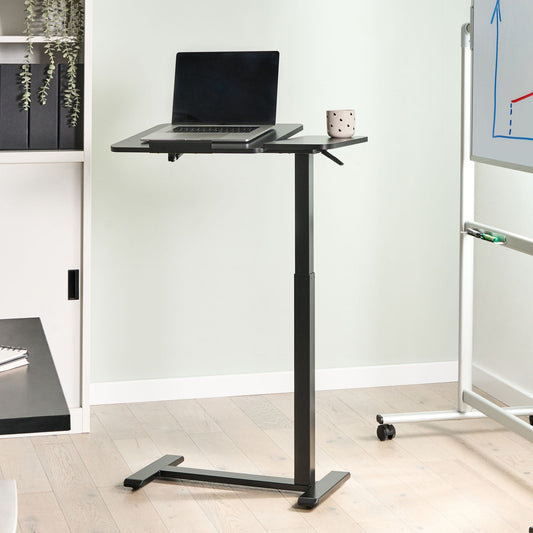 Manually Adjustable Laptop Desk Black Steel Frame 70 x 40cm Sit Stand Office