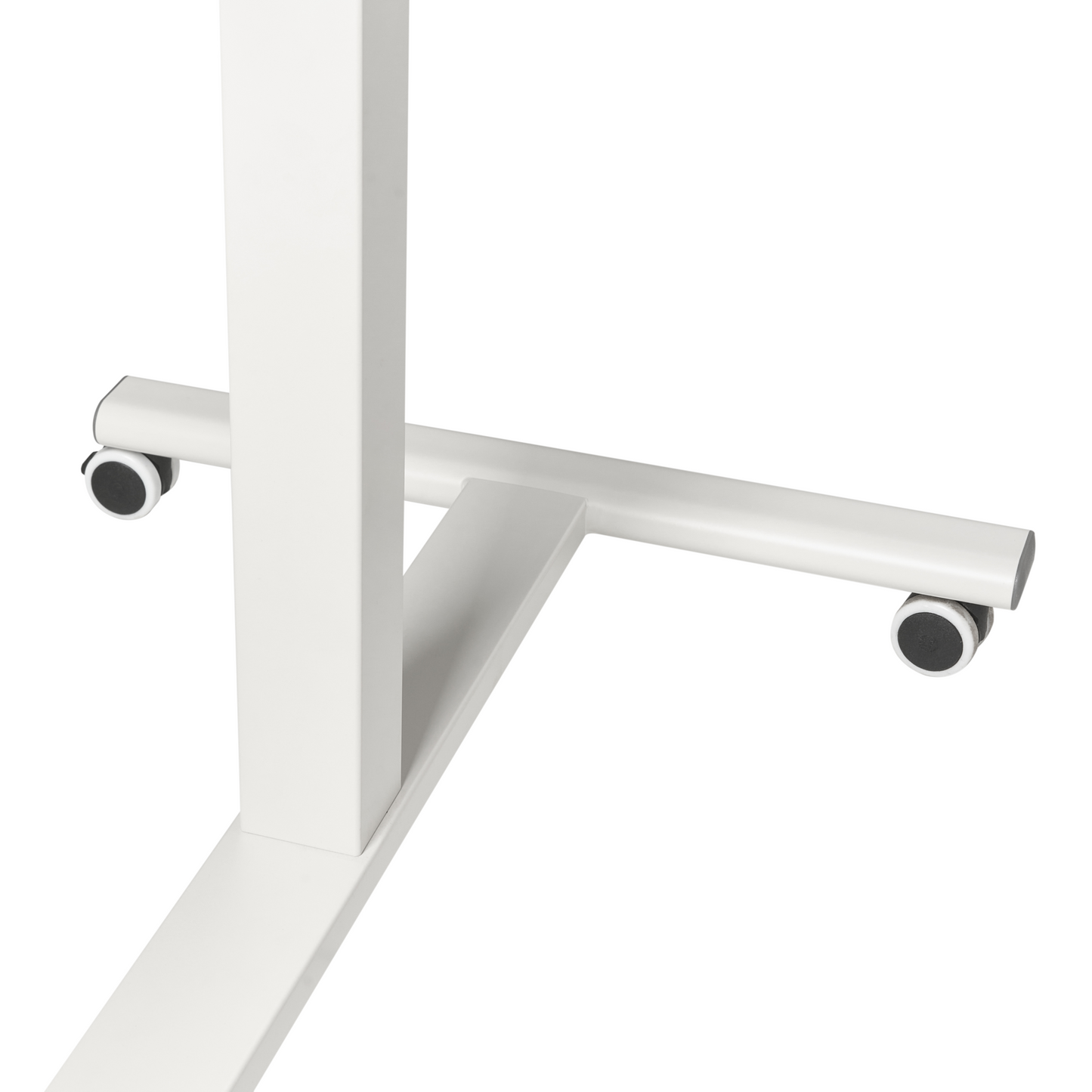 Manually Adjustable Mobile Laptop Desk Sit Stand Light Brown Top With White Steel Frame 65 x 48cm