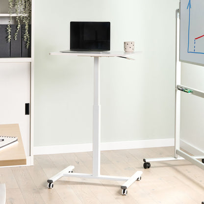 Manually Adjustable Mobile Laptop Desk White Steel Frame