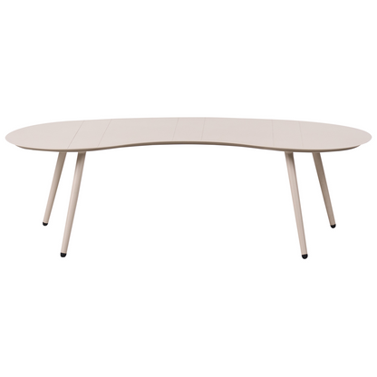 Garden Coffee Table Beige Aluminum 130 x 65cm UV Resistant Kidney Shaped Outdoor Furniture