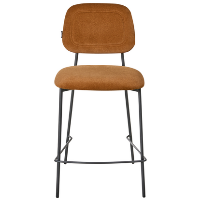 Lux Velvet Bar Chairs Set of 2 Golden Brown Upholstery Black Frame