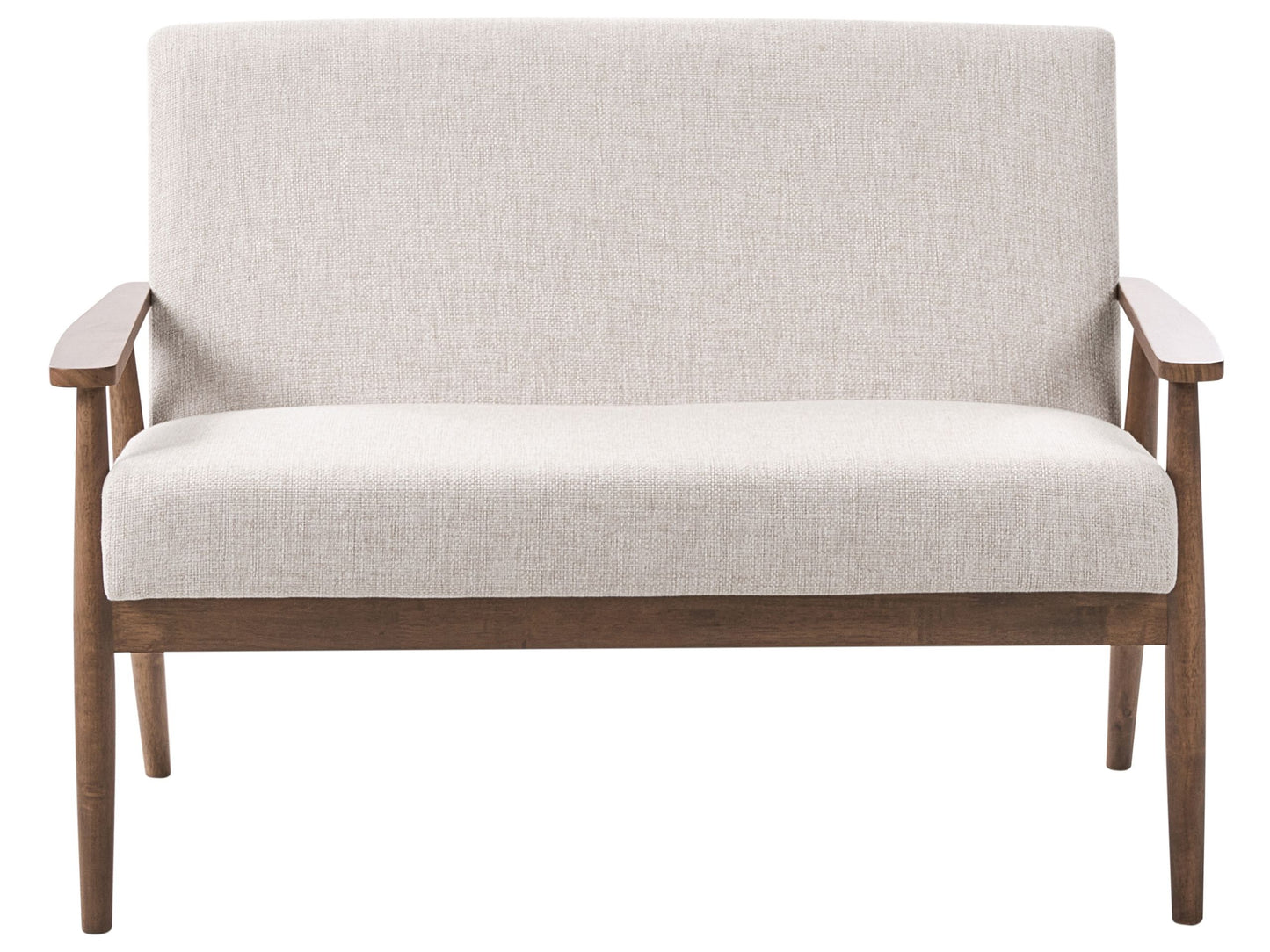Living Retro Sofa Beige And Dark Brown Polyester Wood Frame