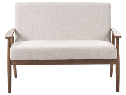 Living Retro Sofa Beige And Dark Brown Polyester Wood Frame