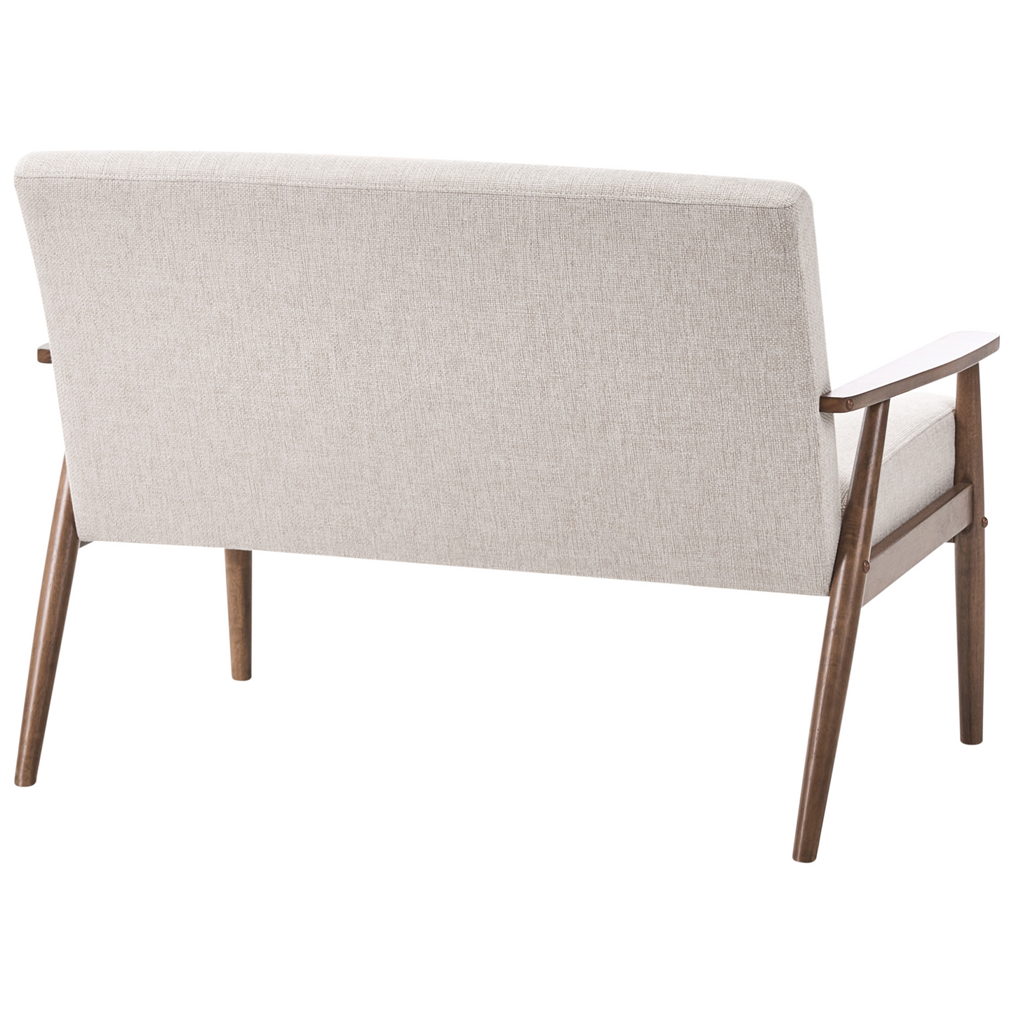 Living Retro Sofa Beige And Dark Brown Polyester Wood Frame
