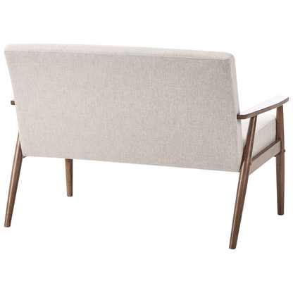 Living Retro Sofa Beige And Dark Brown Polyester Wood Frame